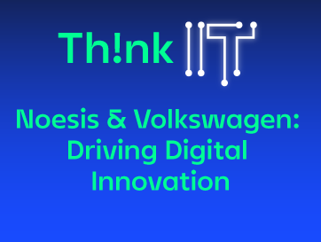 Noesis & Volkswagen: Driving Digital Innovation em fundo azul